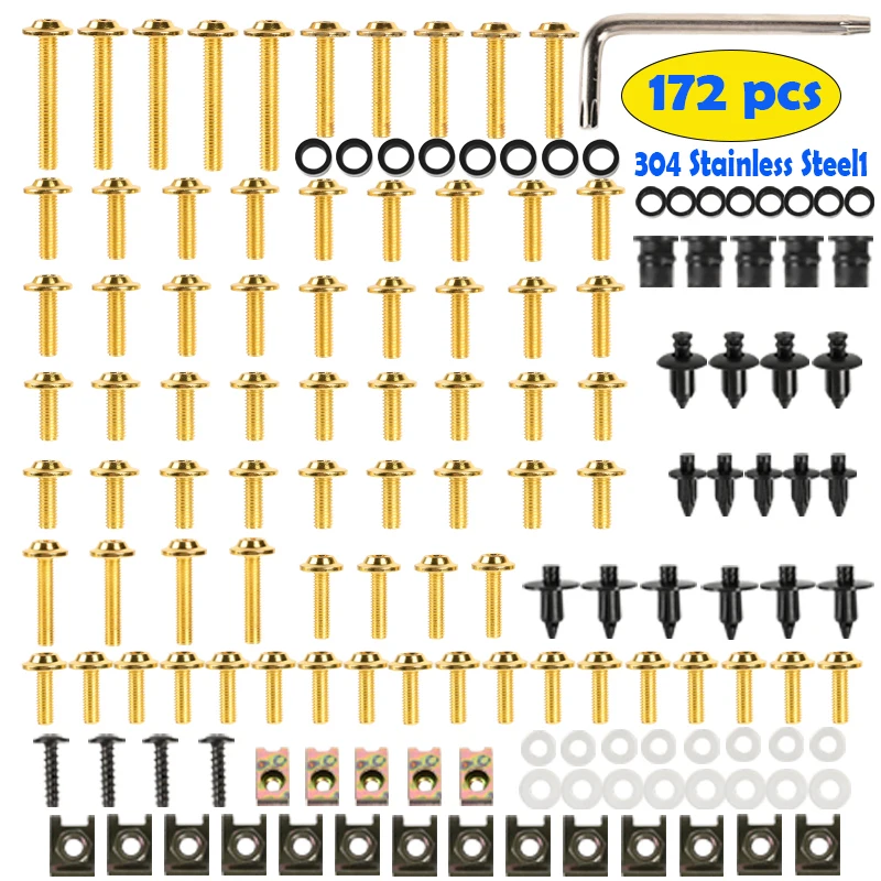 

Motorcycle Fairing Stainless Steel Bolts M5 M6 Screws Kit Nut Clips Biker Accessories for KAWASAKI NINJA 400 650R ABS 1000SX SX