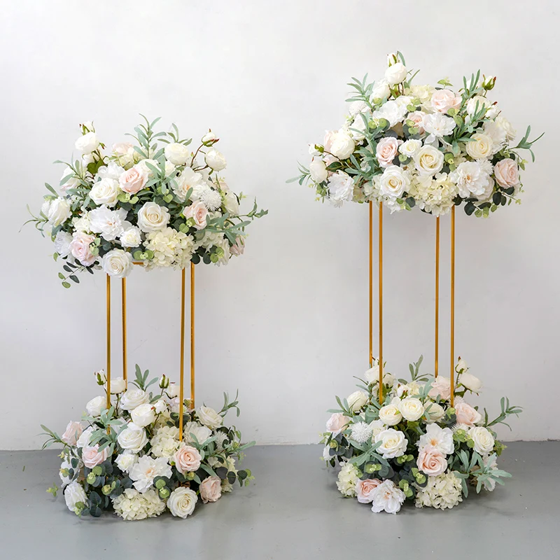 

Wedding Centerpieces Customized White Pink Floral Arrangement for Party Stage Background Decorations Road Lead Flowers Stand