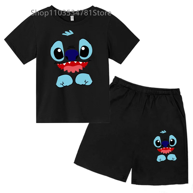 Fashion Summer Children's Two-piece T-shirt set Round Neck Casual Short Sleeve boy Short sleeve shorts