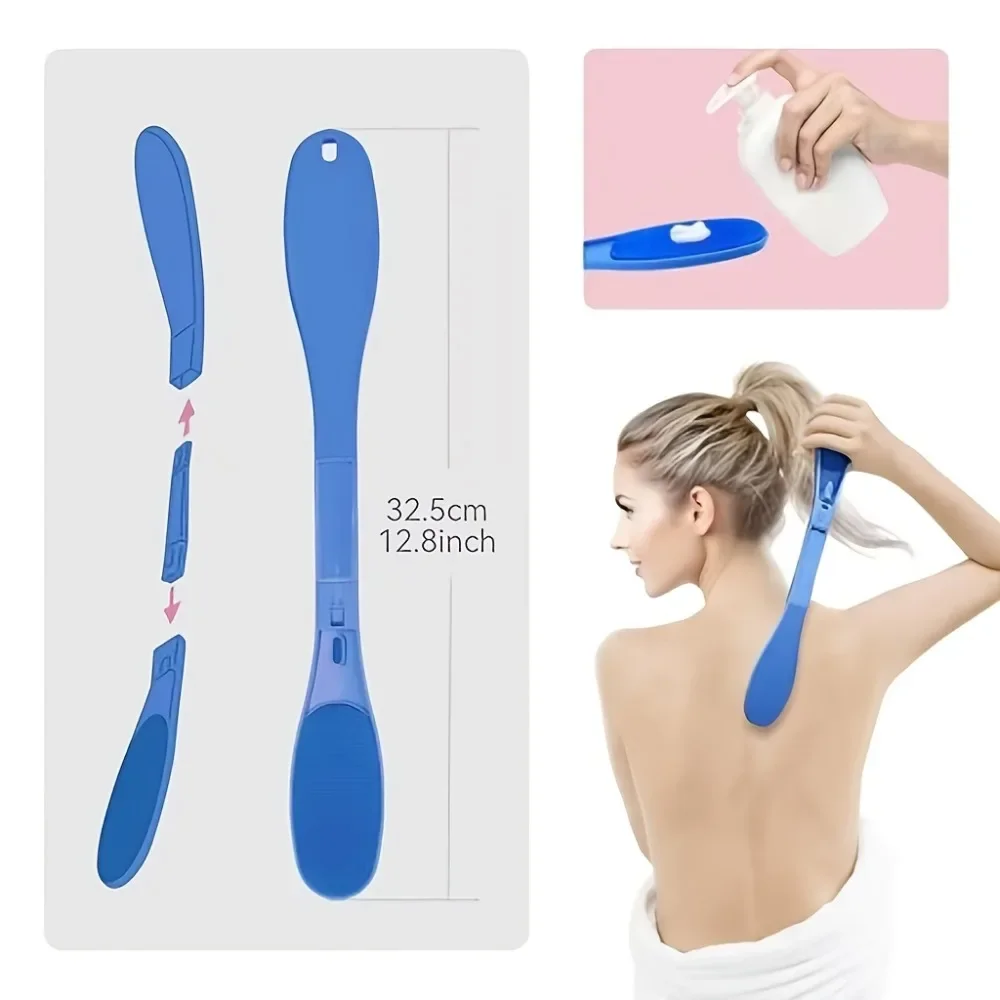 Telescopic Foldable Back Bath Brush Long Handle Body Scrubber Easy Reach Back Shower Exfoliating Brush for Hard To Reach Areas