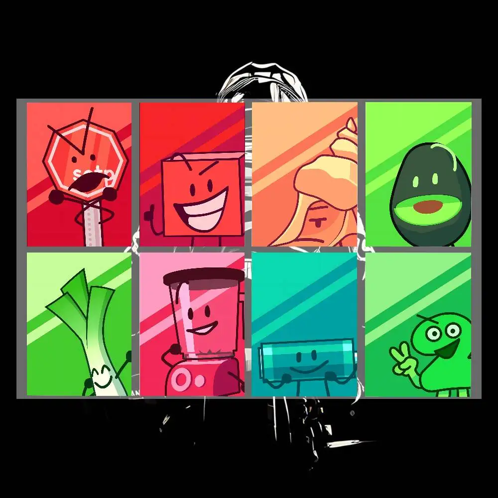 

Cartoon Bfdi Battle For Dream Island Decal Set High Quality Printed and Cut Stickers Motorcycle Sticker