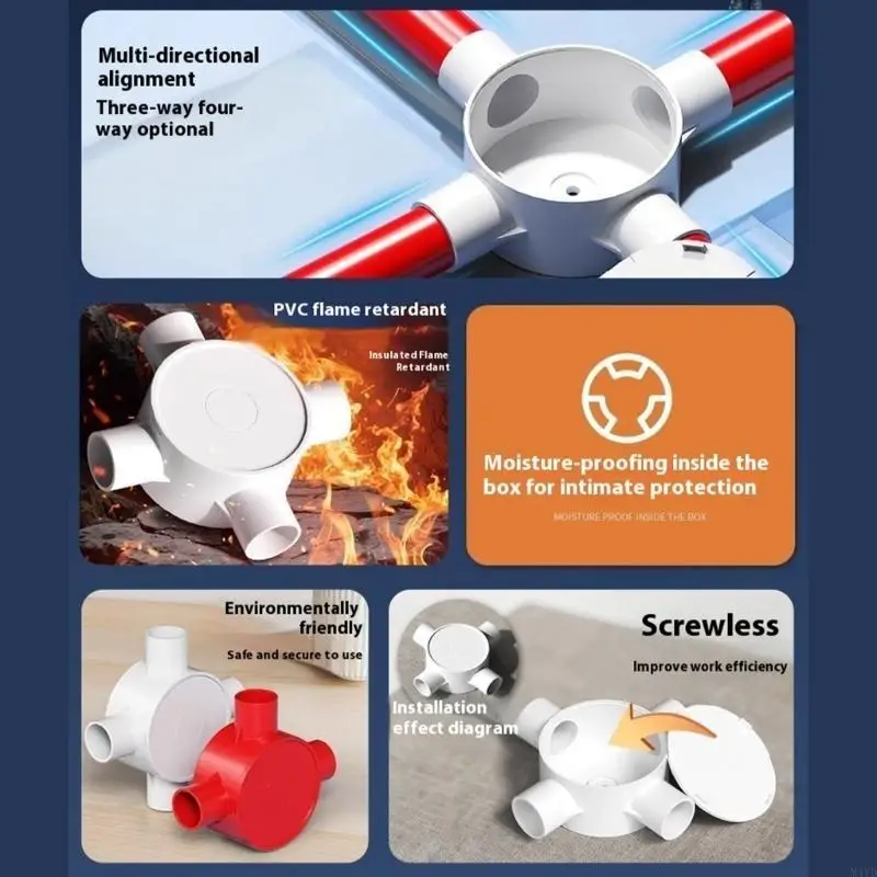 صندوق وصلات كهربائية مع غطاء 3/4 طريقة صندوق وصلات صندوق سلك مستدير موصلات قناة الخائن للاستخدام المنزلي والمكاتب M4YD