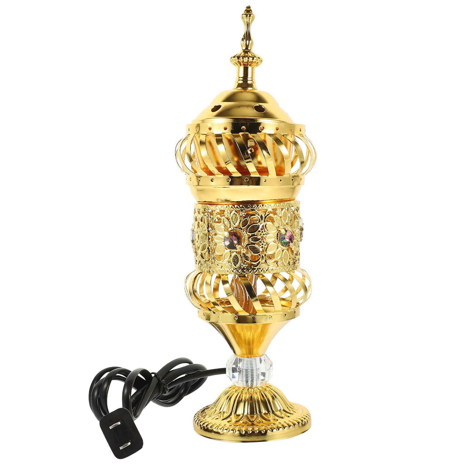 Incense Holder Middle Eastern Festival Plug-in Metal Small Burner Sandalwood Charcoal Indoor Aroma Censer Golden