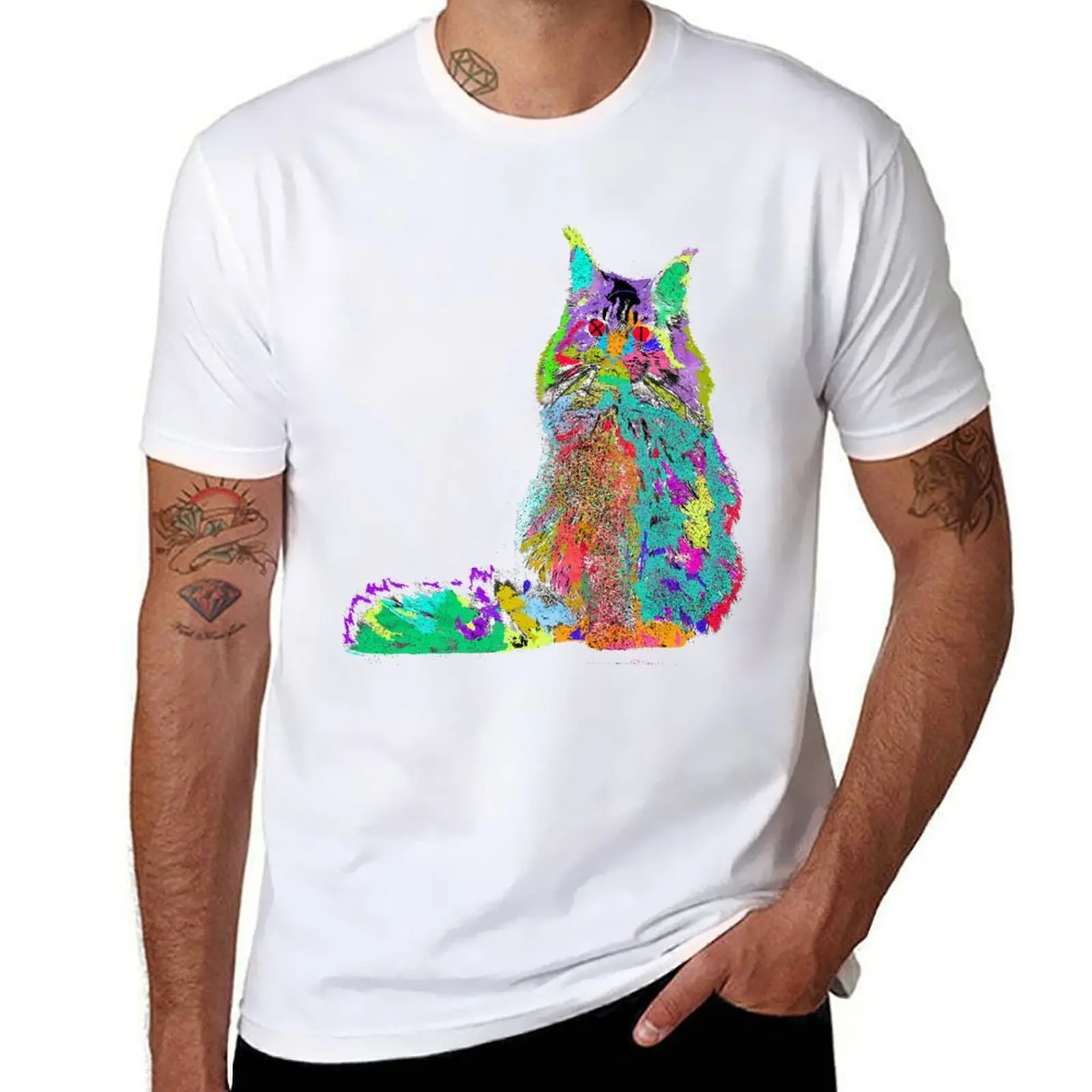 

maine coon cat T-Shirt cotton t shirt pack funny t shirts man T-Shirt