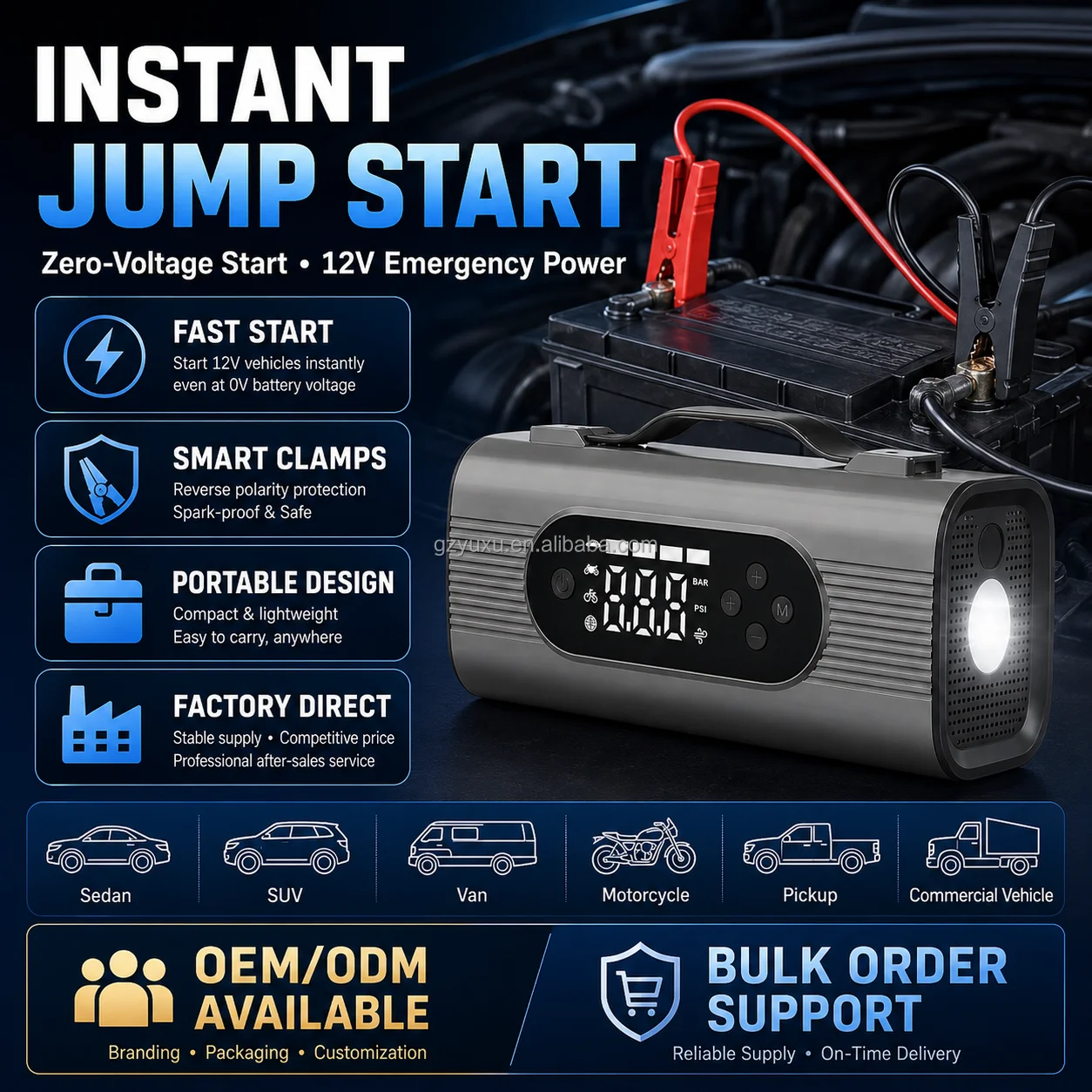 1000A Fast Charging Multi Function Car Jump Starter Air Pump Vacuum Cleaner Power Bank for Cars Trucks SUV Motorcycle