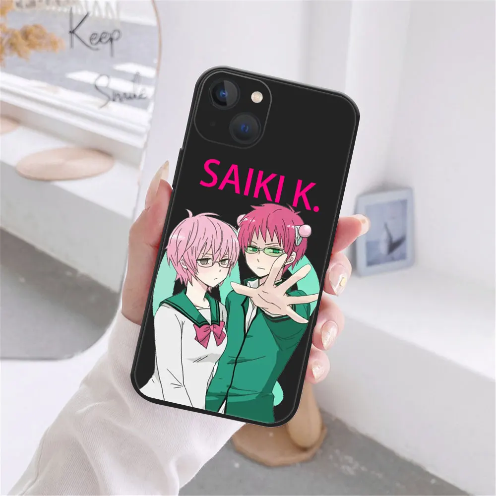 Japan Anime The Disastrous Life of Saiki K Phone Case For iPhone 11 12 13 Pro Max X XR XSMAX X 6s 8 7Plus 13Mini Black Soft case