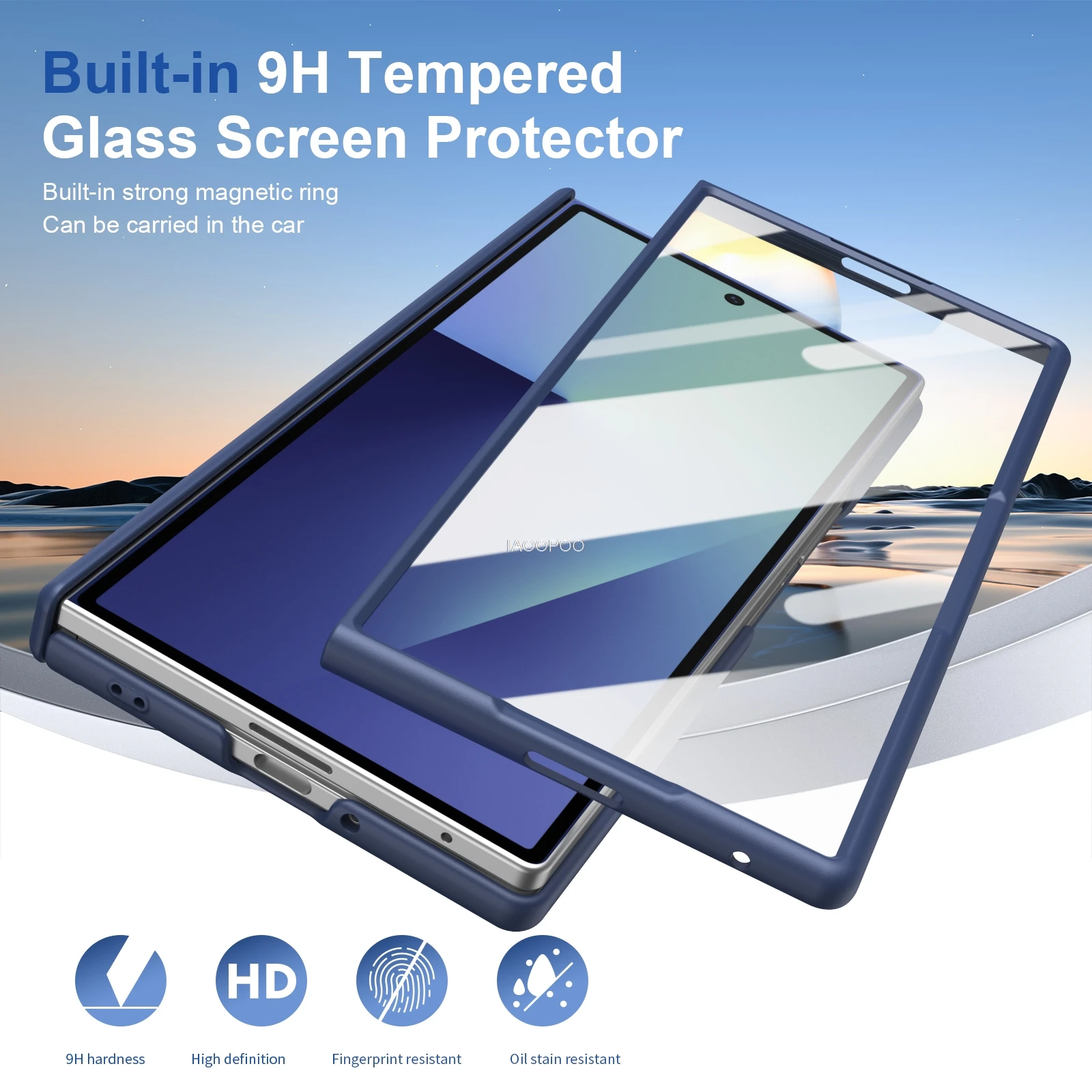Matowe etui PC o wyglądzie skórzanym do Samsung Galaxy Z Fold 8 Ultra Fold 7 6 5 z magnetycznym ładowaniem, ochroną zawiasu i szklaną folią na ekran. — zdjęcie produktu 5