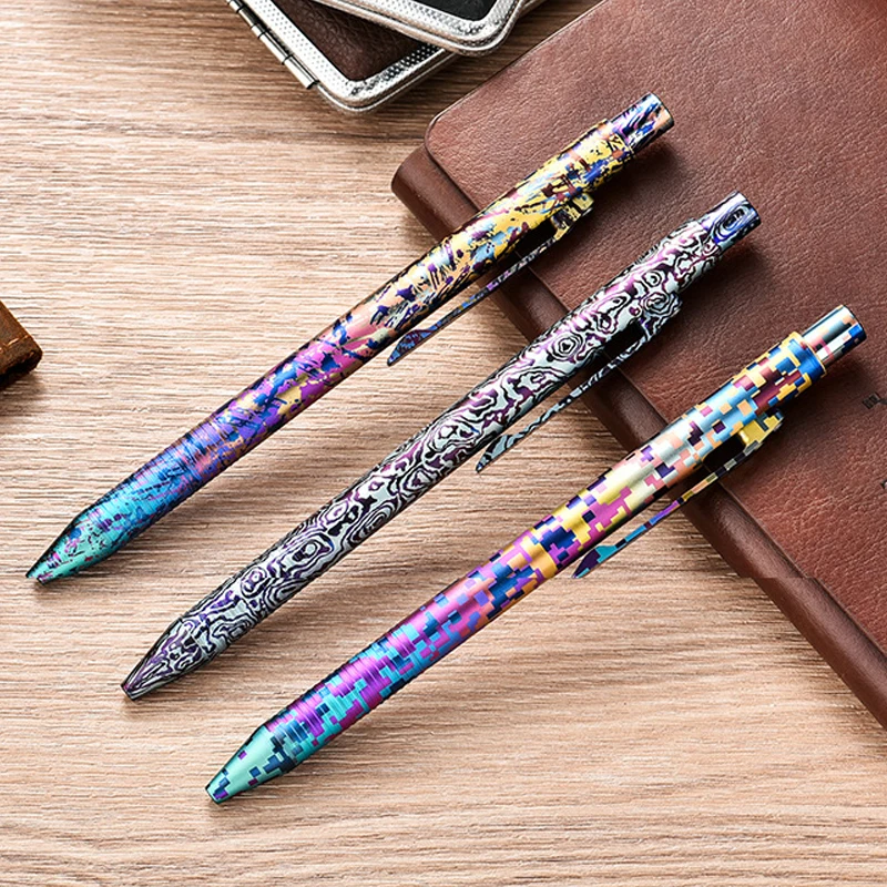 قلم تكتيكي محمول من سبائك التيتانيوم EDC للاستخدام الخارجي، قلم مسمار مموه رقمي، أداة كسر نافذة السيارة في حالات الطوارئ