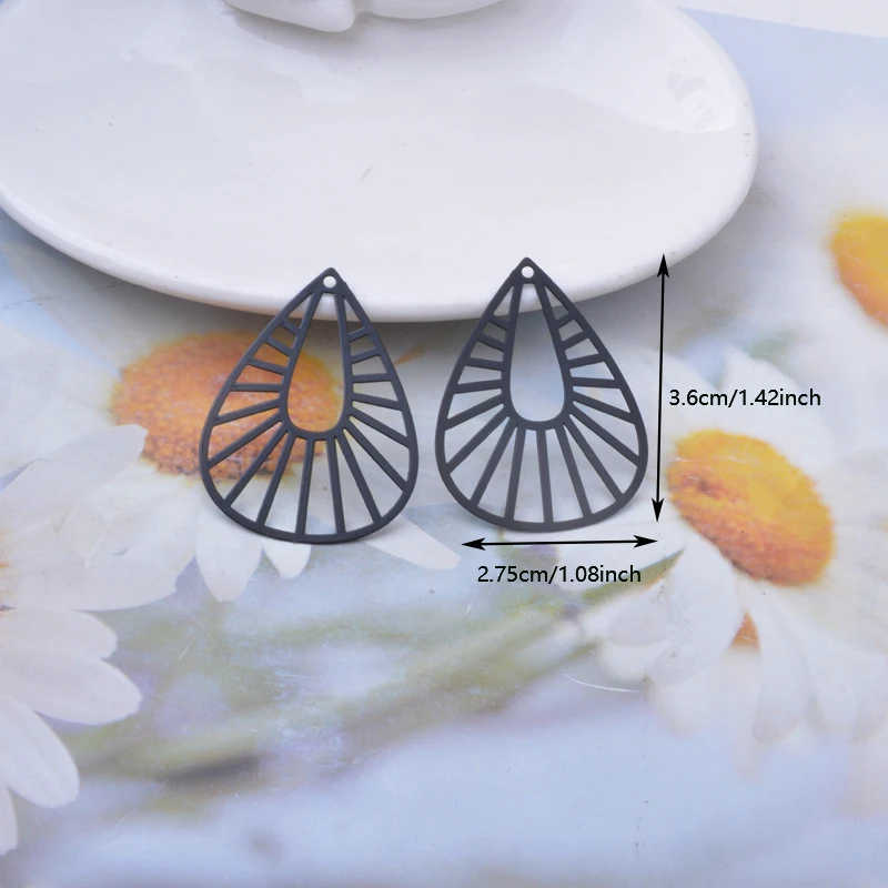30 Stück AB8310 Messing-Filigran-Wasseranhänger Edelstahl-Anhänger DIY Schmuck Ohrringe Zubehör – Detail 7