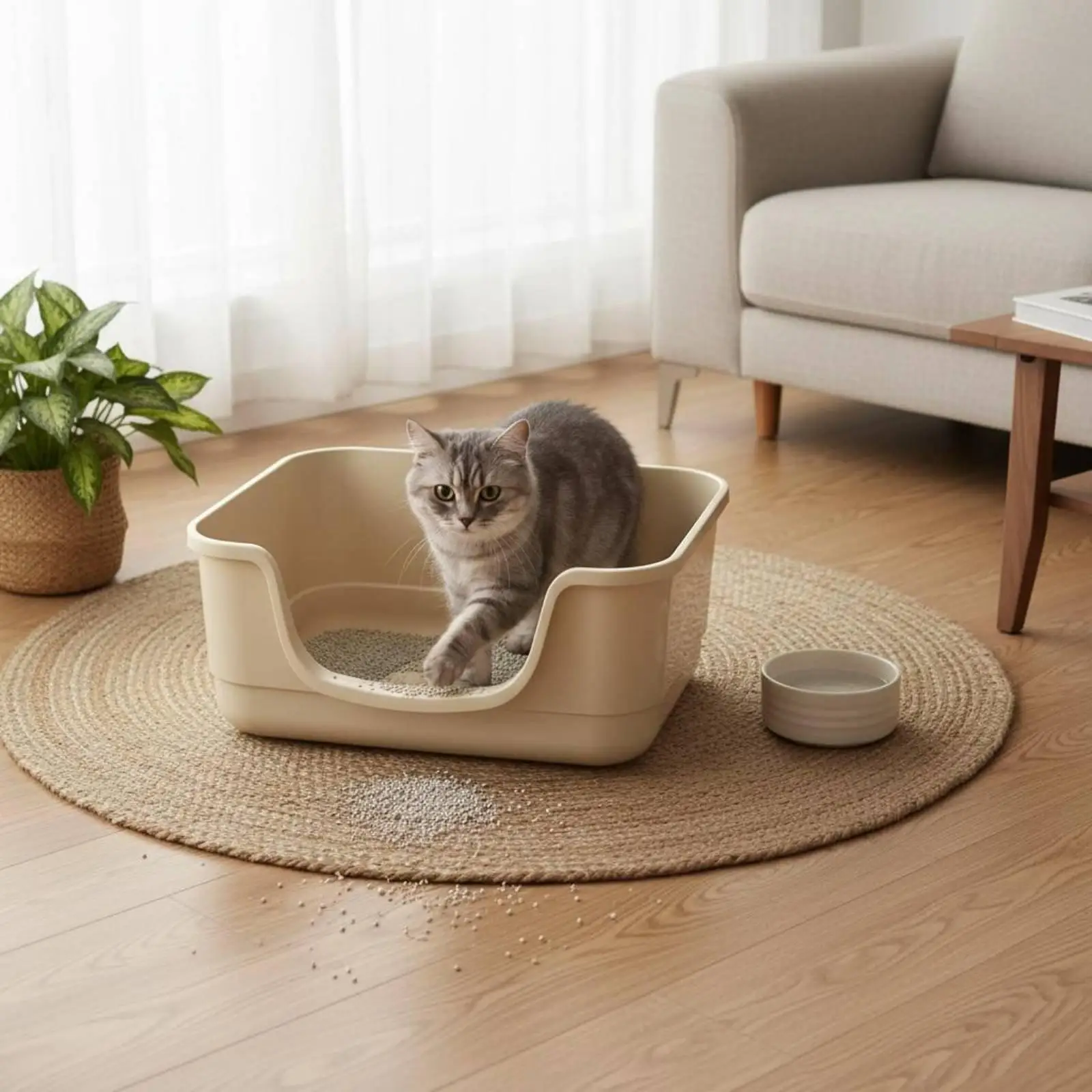 Semi-open, odor-resistant, extra-large, splash-proof, spacious litter box