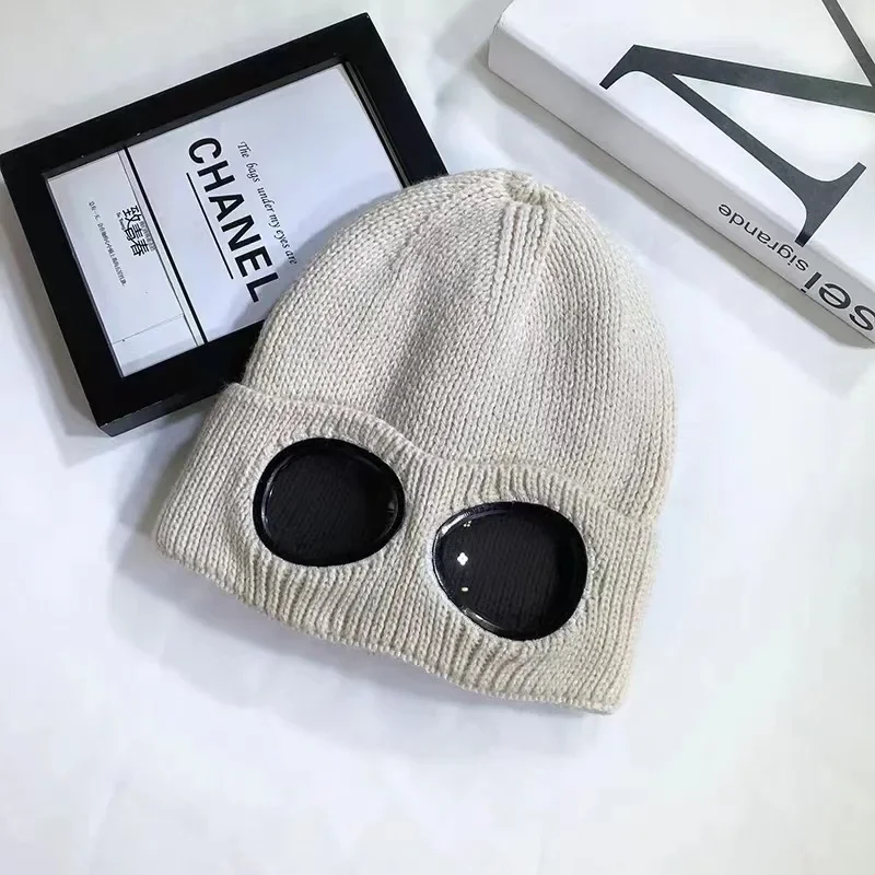 Gestrickte Schutzbrillenmütze, winddicht, warme Wollmützen, elastisch, weich, warm, rutschfest, Gehörschutz, Unisex-Crew-Mütze für Männer und Frauen