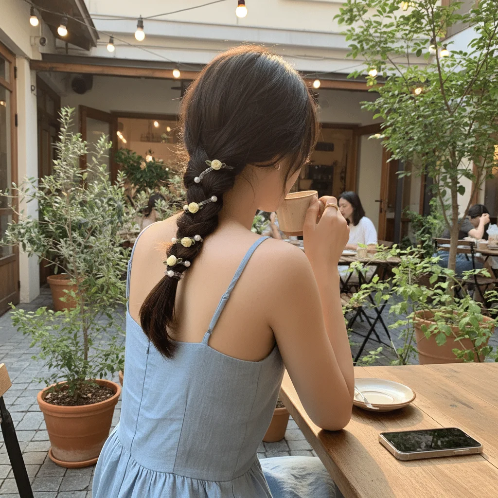 

Резинка для волос Sweet Rose Bead: высокоэластичная, плетеная, в стиле телефонного провода, с очаровательными цветами, для хвоста и косы