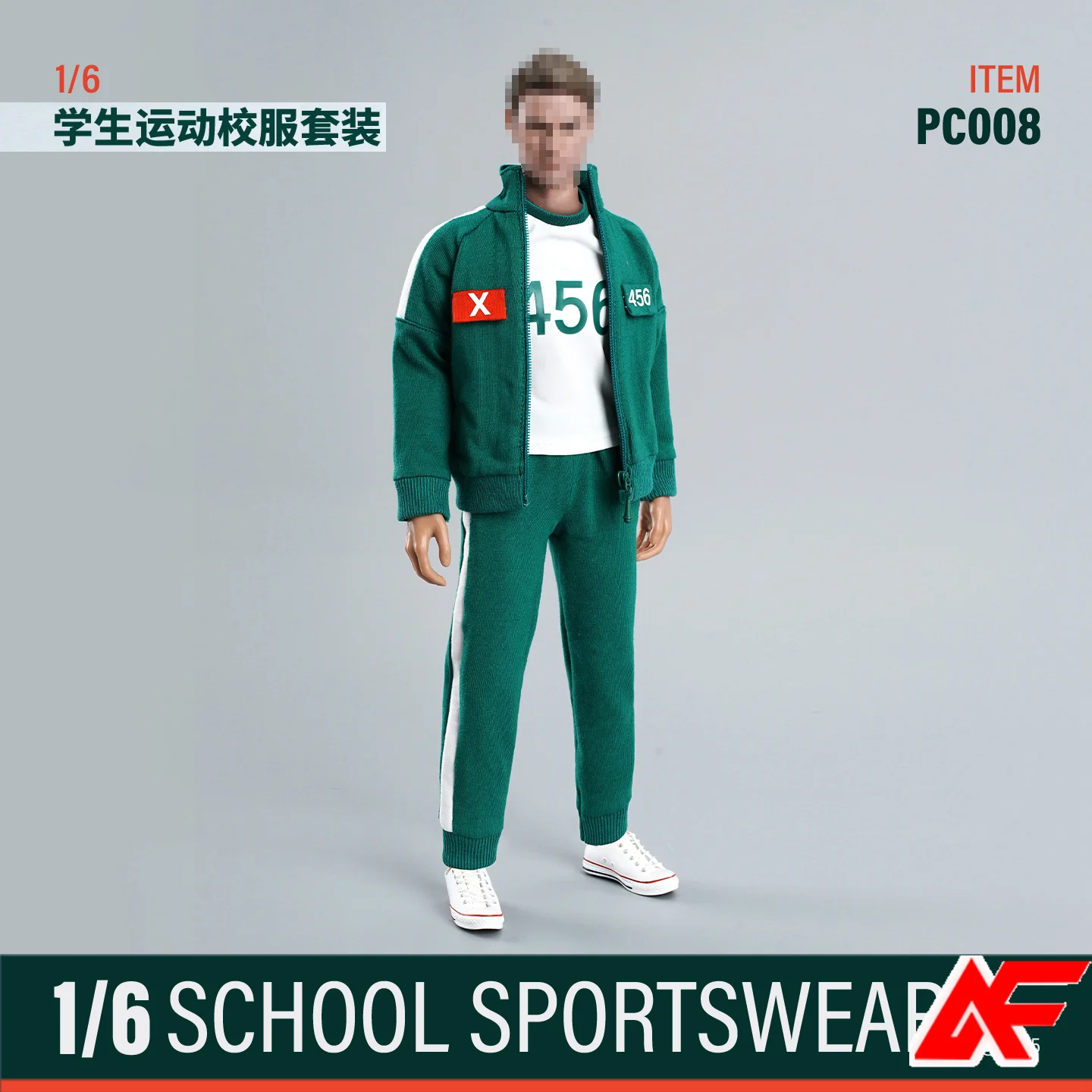 PC008 1/6 Scale Green Student Sports School Uniform Set T-shirt Clothes Model Fit 12'' Male Soldier Action Figure Body Dolls