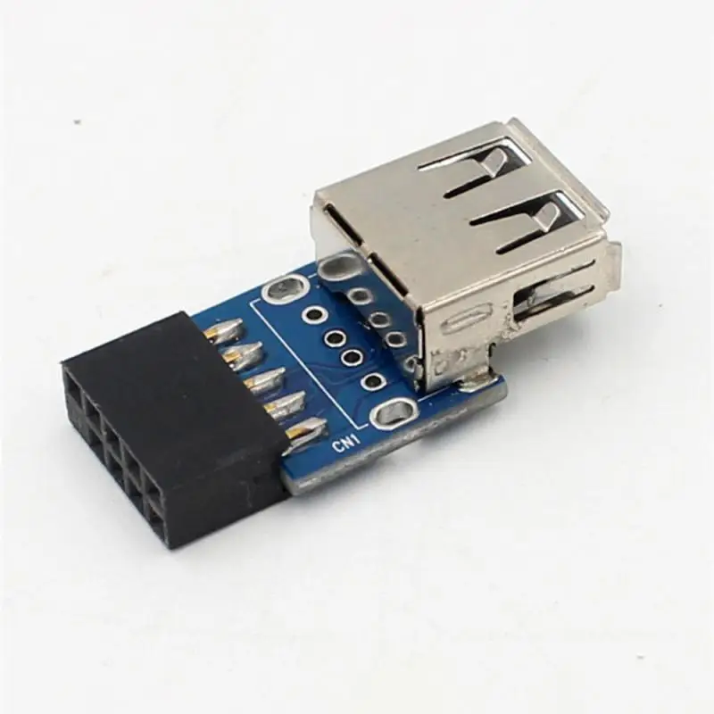 USB 2.0 Adaptador de Placa Mãe Interna para PC, Card Extender, 9Pin Feminino para 2 Porta A Feminino, Placa Conversor, Novo