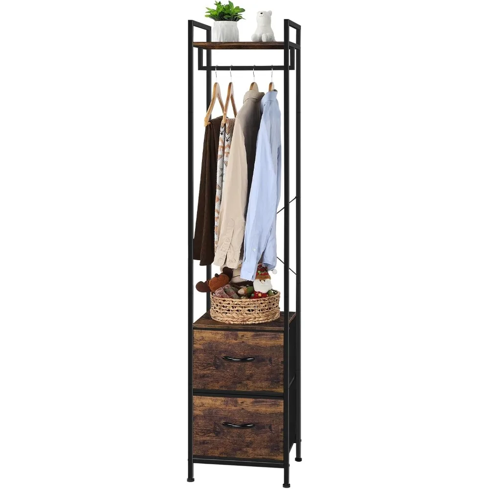 

3-Tier Garment Rack, Heavy Duty Clothes Rack with Fabric Drawers & Shelves for Bedroom, Entryway & Living Room