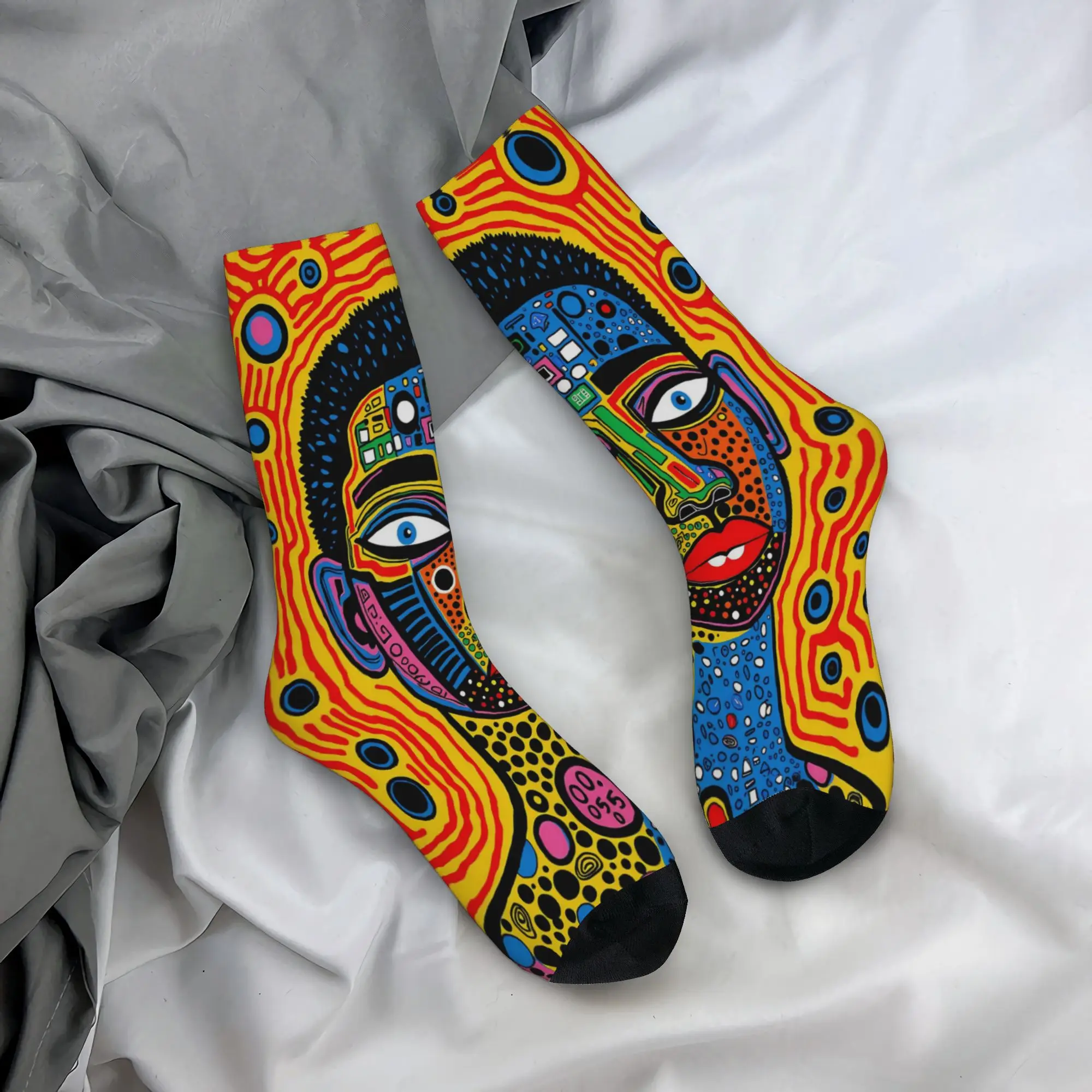 Abstract Art Face Outfits Men Women Socks Compression  High Quality Crew Sock Cute Birthday Gifts Idea