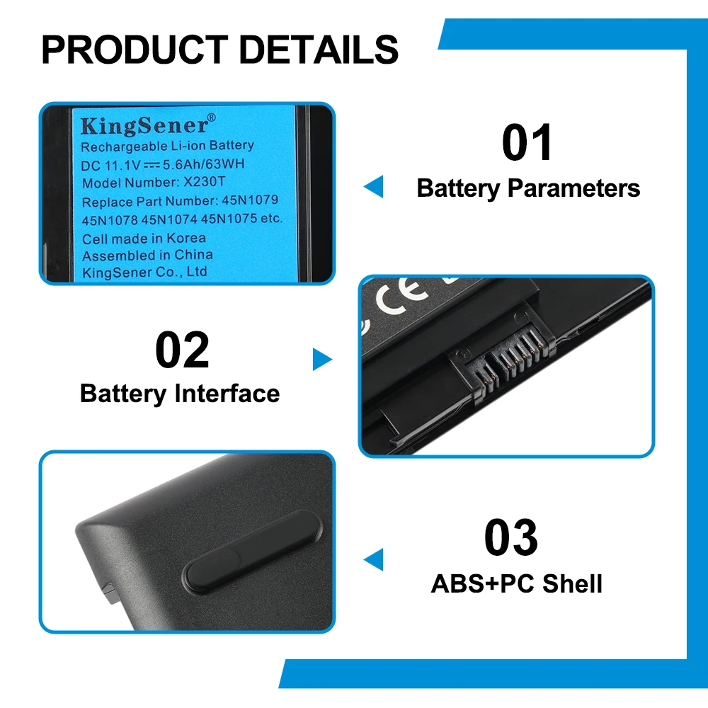 KingSener Korea Cell X230T Tablet Battery For Lenovo Thinkpad X230T 45N1078 45N1079 45N1075 45N1077 45N1074 67+ 11.1V 5600mAh