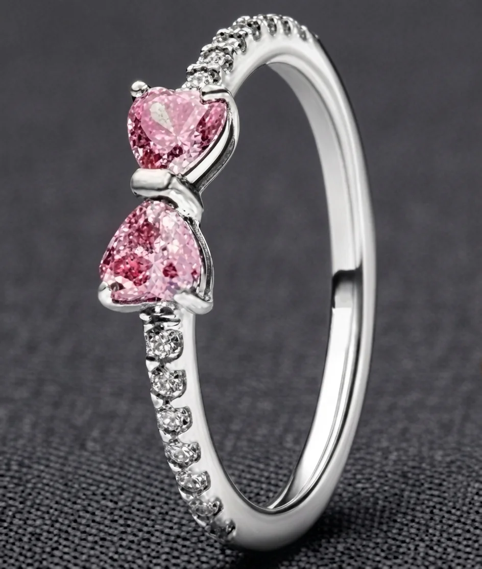 Rose Tone Multi Style Stackable Rings Mix Heart Flower Bow Colorful Zircon Thin Band Ring Set Dainty Wedding Jewelry Gift 2026 - view 3