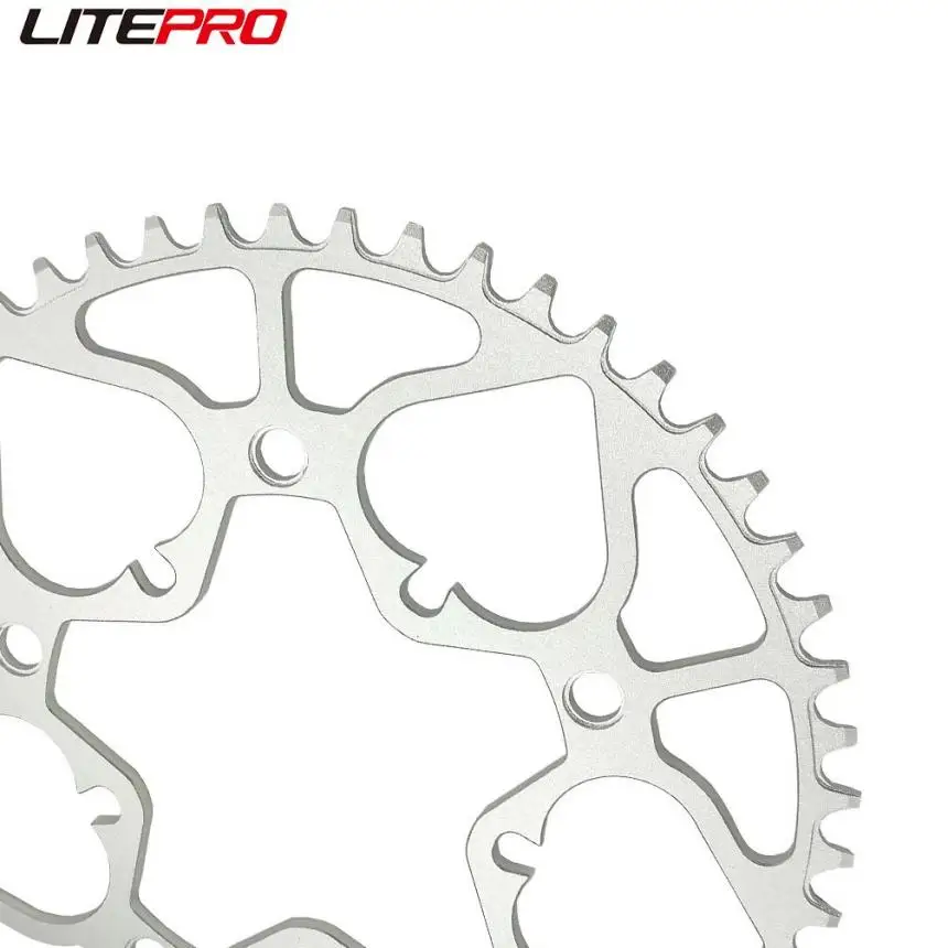 Litepro 52 54T Spade Chainring Folding Bike Aluminum Alloy BCD130MM Silver Sprocket Chainwheel For Brompton Bicycle