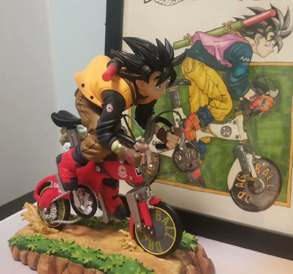 Anime Dragon Ball Figure Z Gk Box Son Goku Rides A Bike Pvc Action Figurine Ornament Decoration Model Desktop Kids Toys Gifts