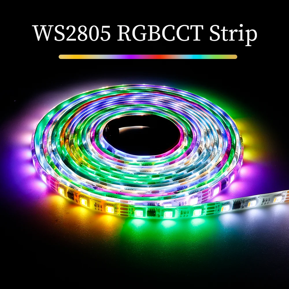 

High-Density WS2805 IC RGBW 5 In 1 LED Strip 60leds/m 12/24V RGBCCT Programmable led light bar Smart Warm White + RGB lighting l