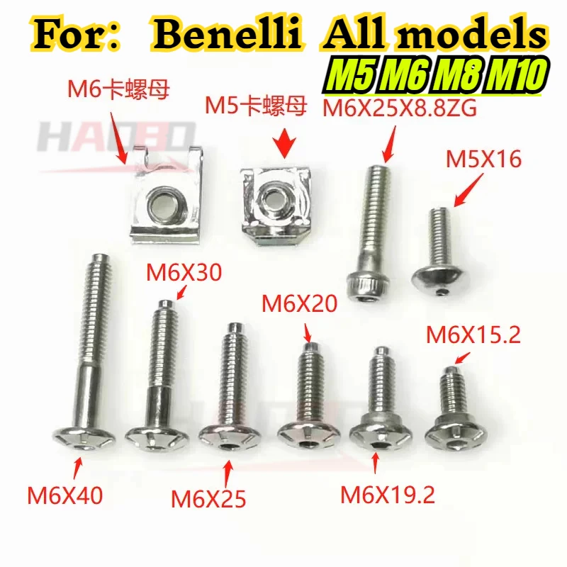 Motorcycle Fender Bolt Screw Hexagonal Screws M5 M6 M8 M10 For Benelli TNT600 TNT300 TNT25 TRK502 TRK502X TNT125 BJ600GS