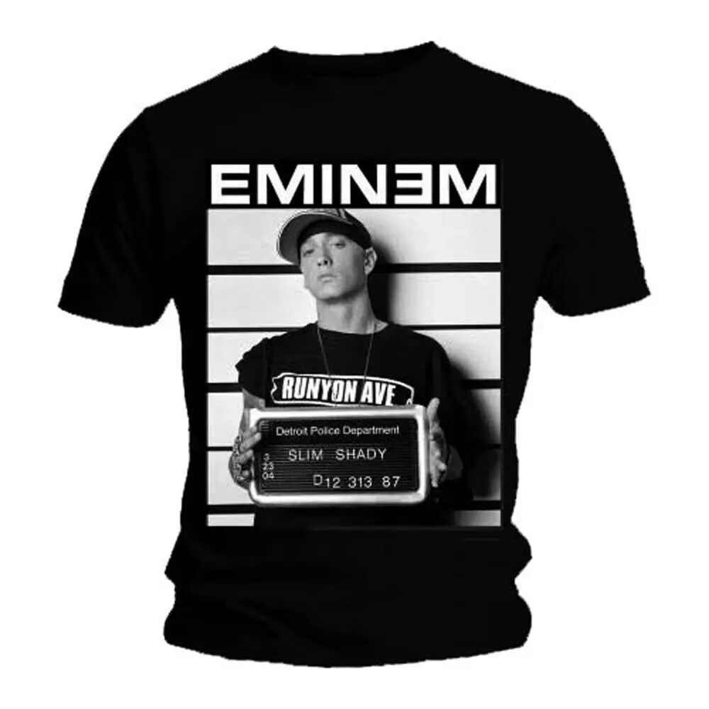 

Official Eminem T Shirt Arrest Photo Black Mens Rap Unisex Tee Slim Shady New