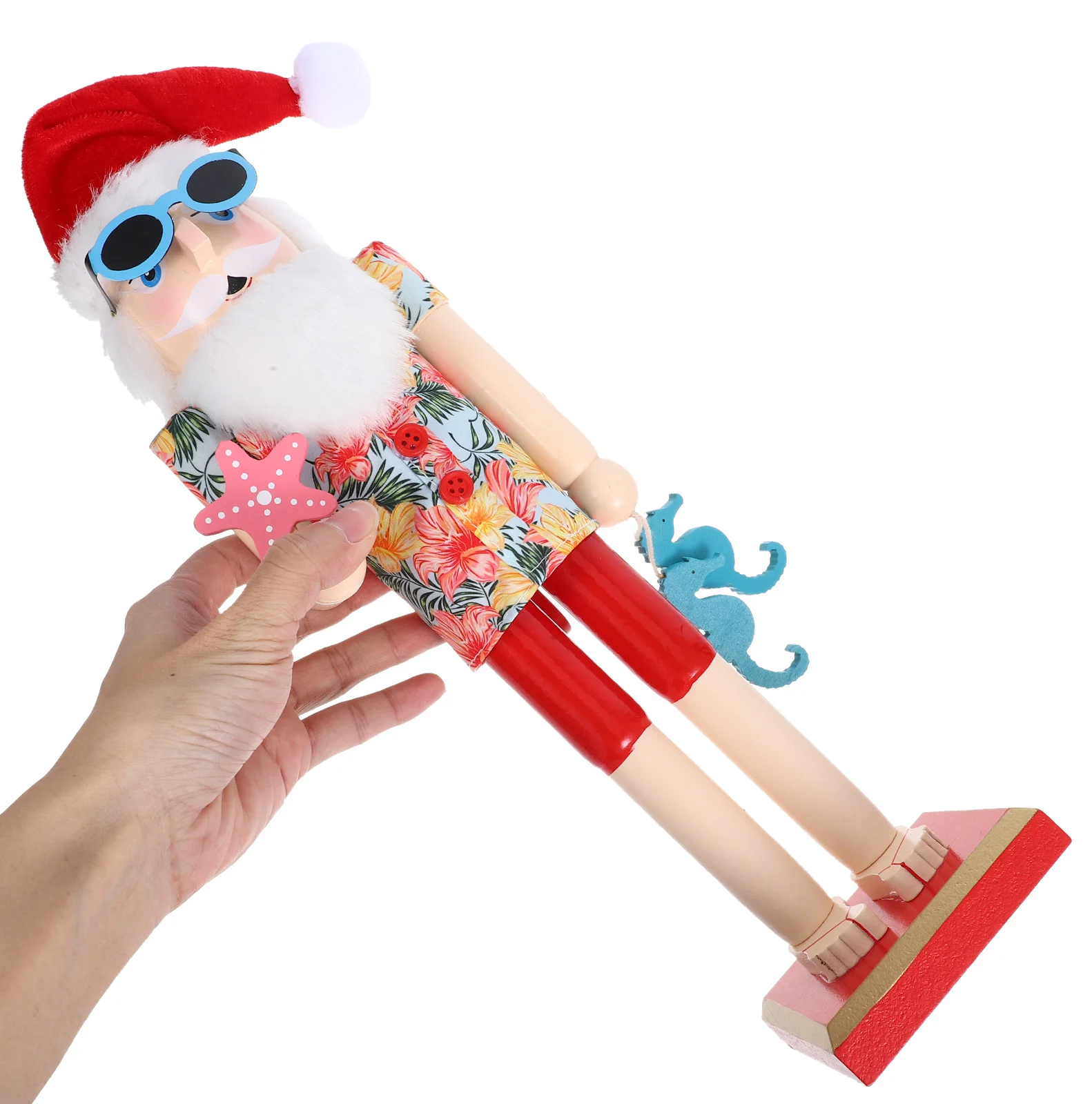 

Traditional Beach Santa Claus Wooden Christmas Nutcracker Hawaiian Style Decorative Gift Christmas Wooden Nutcracker Figurine
