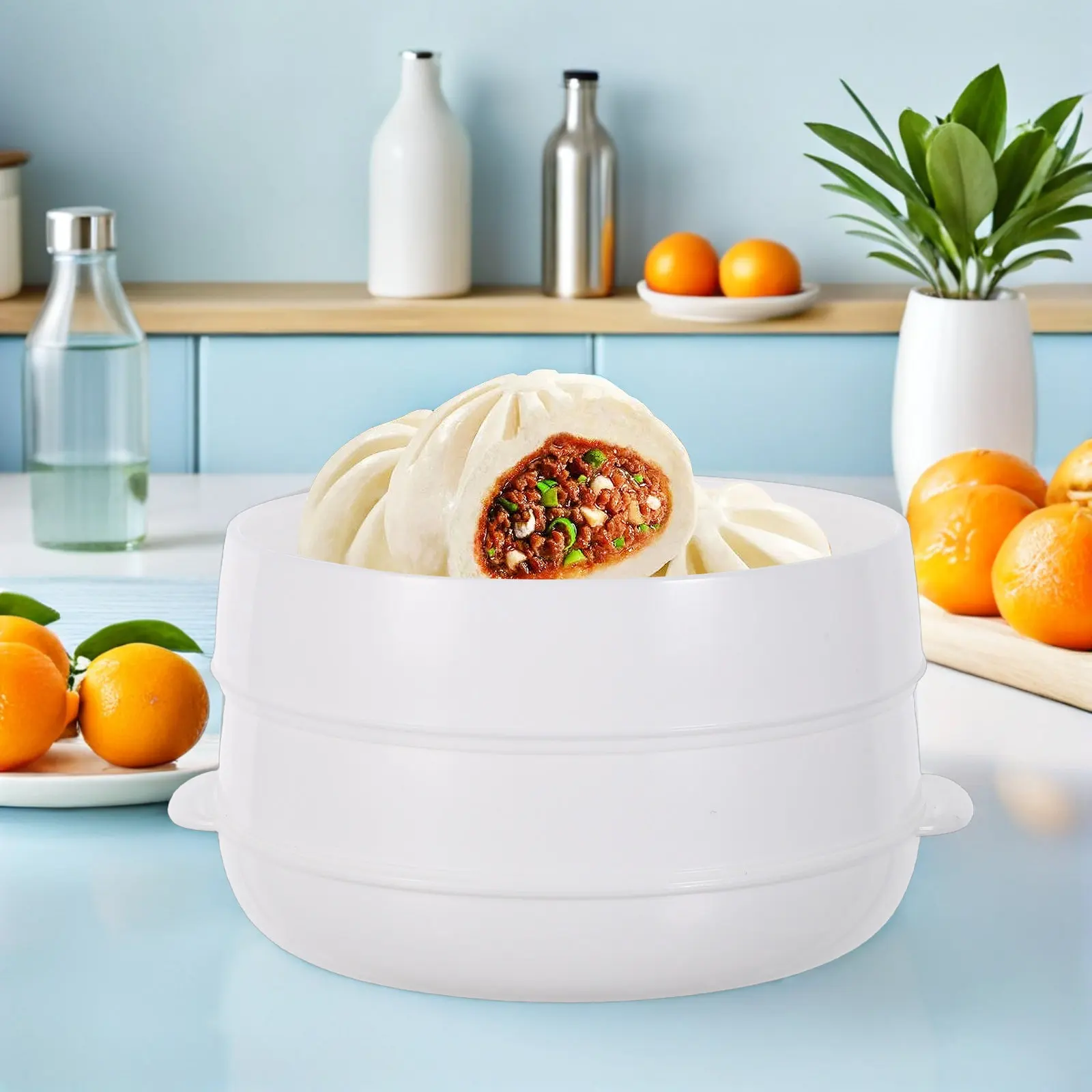 2 Pcs Steamer Microwave Rack Double Layers Rice Kitchen Food Heating Layered Steaming Tray Oven