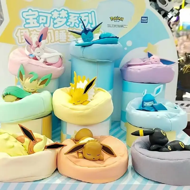 

In Stock PokéMon Eevee Family Sleeping Position Blind Box Collectible Sylveon Umbreon Figurine Toy Decoration Model Kids Gifts