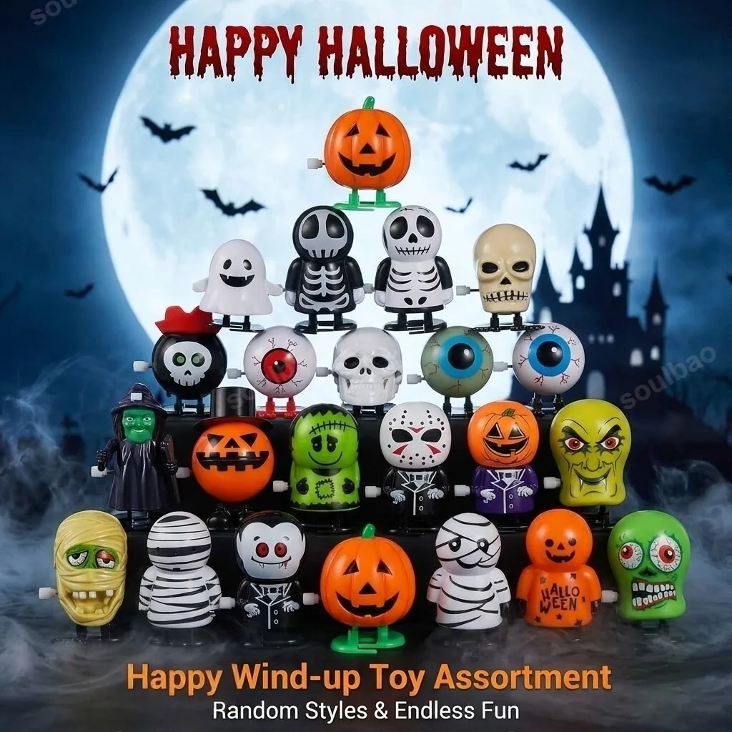

Novelty Halloween Wind Up Toy Skeleton Pumpkin Shape Fun Party Favor Creative Gift For Halloween Themed Events