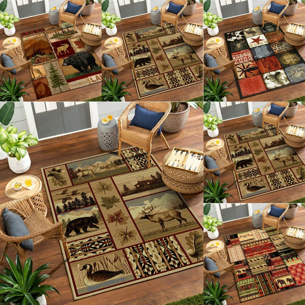 

1PC Retro American Farm Carpet Living Room Sofa Rug Kitchen Large Area NonSlip Rug Bedroom Rug Cloakroom Floor Mat Home Decor