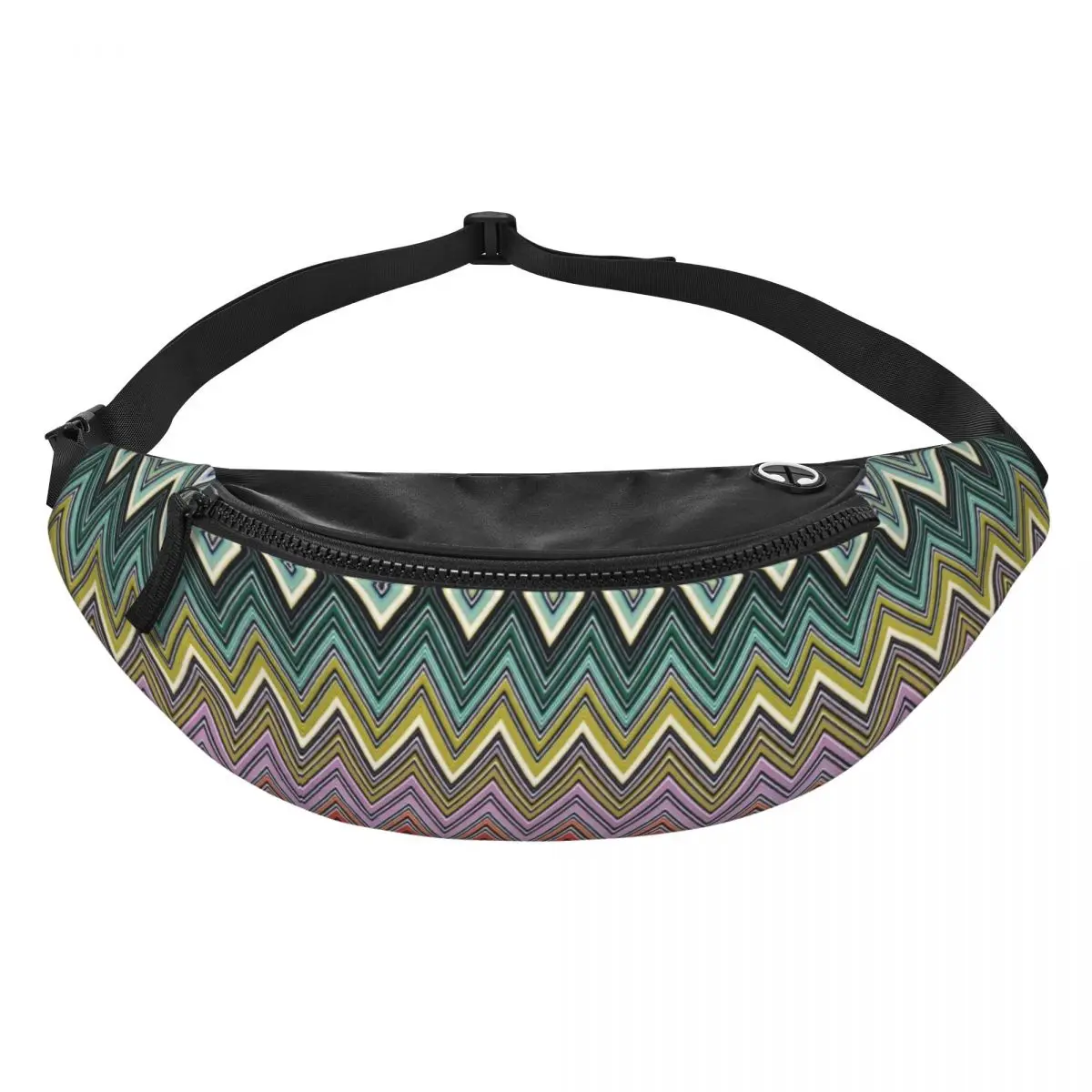 Boho Home Zig Zag Fanny Pack for Women Men Chic Abstract Geometric Zigzag Crossbody Waist Bag Travel Hiking Phone Money Pouch