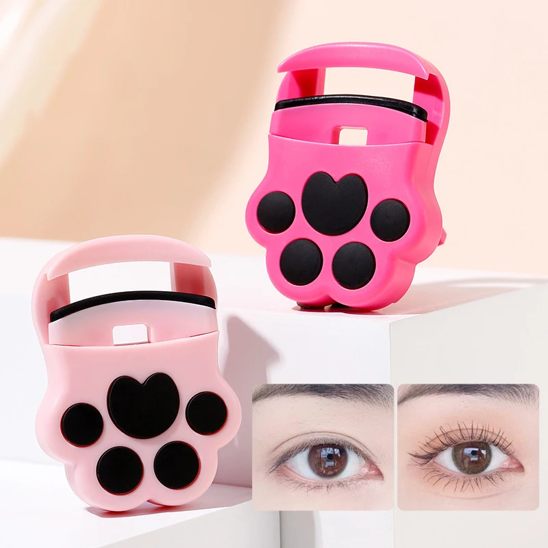 Cute Cat Paw Eyelashes Curling Clip False Eyelashes Cosmetic Pink Beauty Makeup Tool Plastic AccessoriesPortable