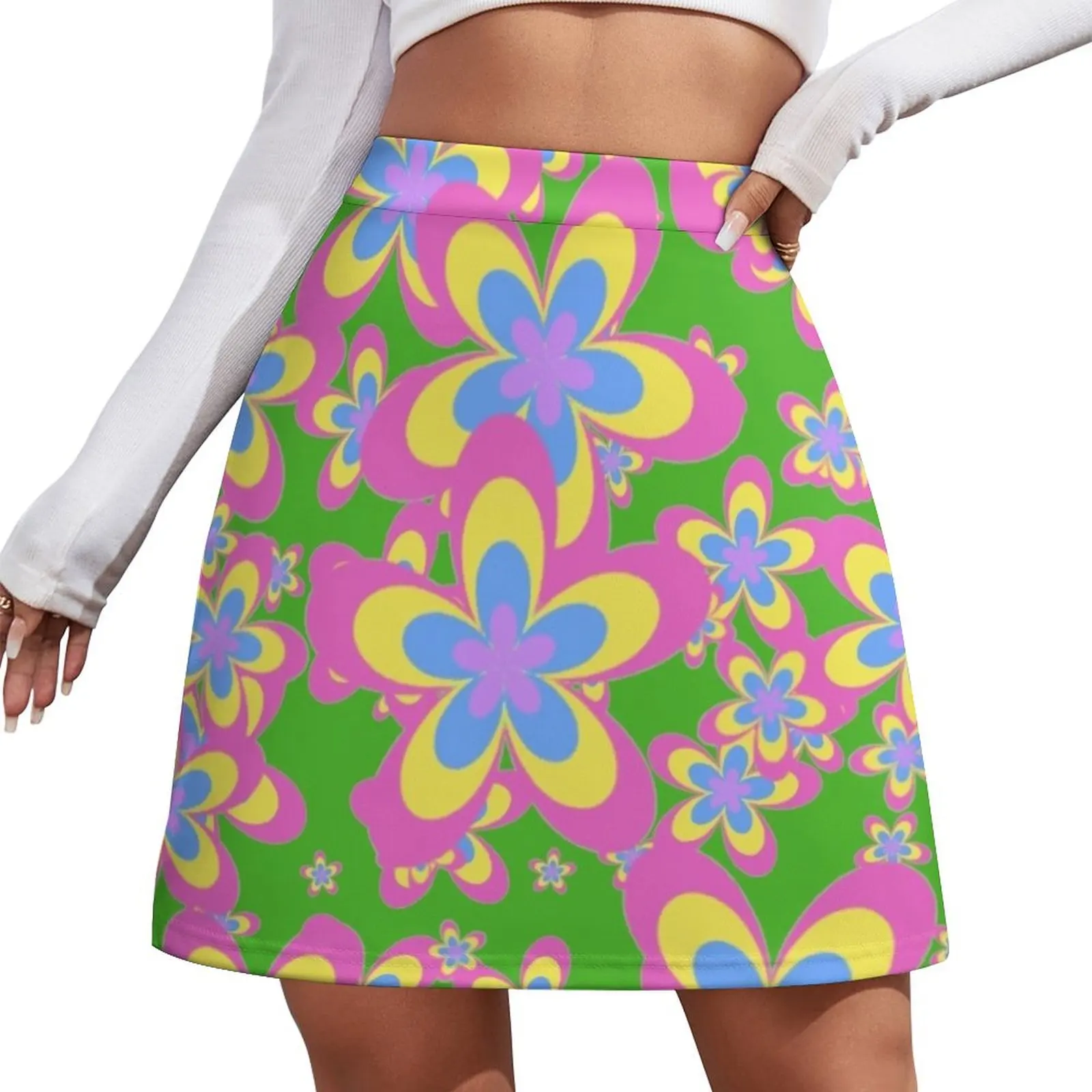 

Flower Power, Cascade of Colorful Flowers Mini Skirt kawaii skirt womens skirts Women's summer dress