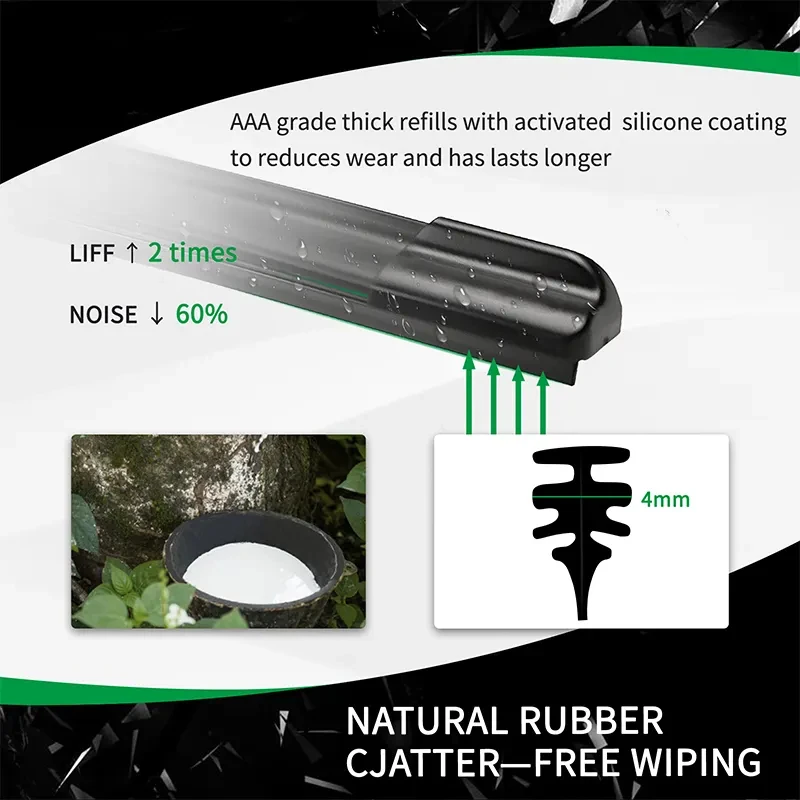 50Pcs One Carton Universal Car Auto Soft Silicone Rubber Windshield Wipers Blade Fast Delivery Made of Natural Rubber