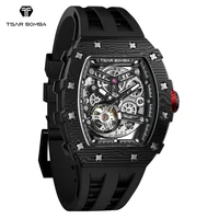 TSAR BOMBA Carbon Fiber Automatic Mechanical Watch for Men Waterproof Skeleton Mens Watches Top Brand Luxury Wristwatches photo 1