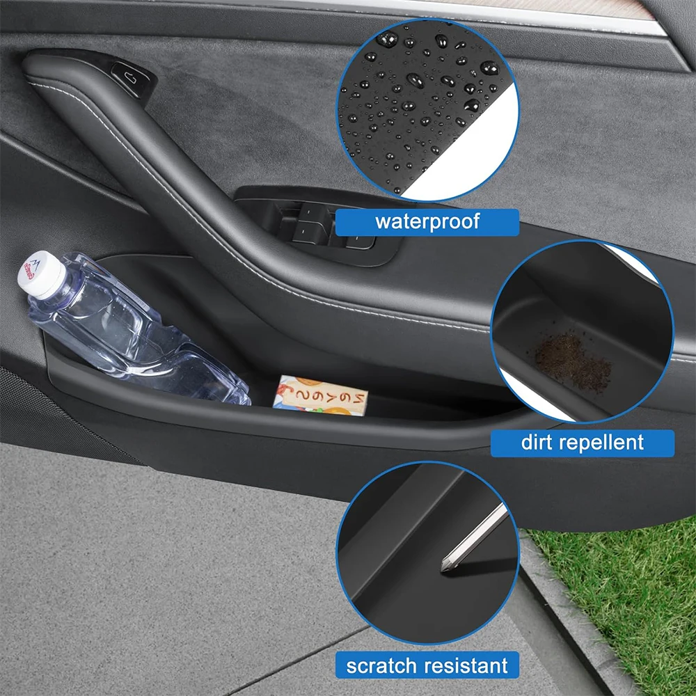 Door Side Storage Organizers for Tesla Model Y Model 3 Highland Waterproof Box Pocket Slot Tray Protector Accessories