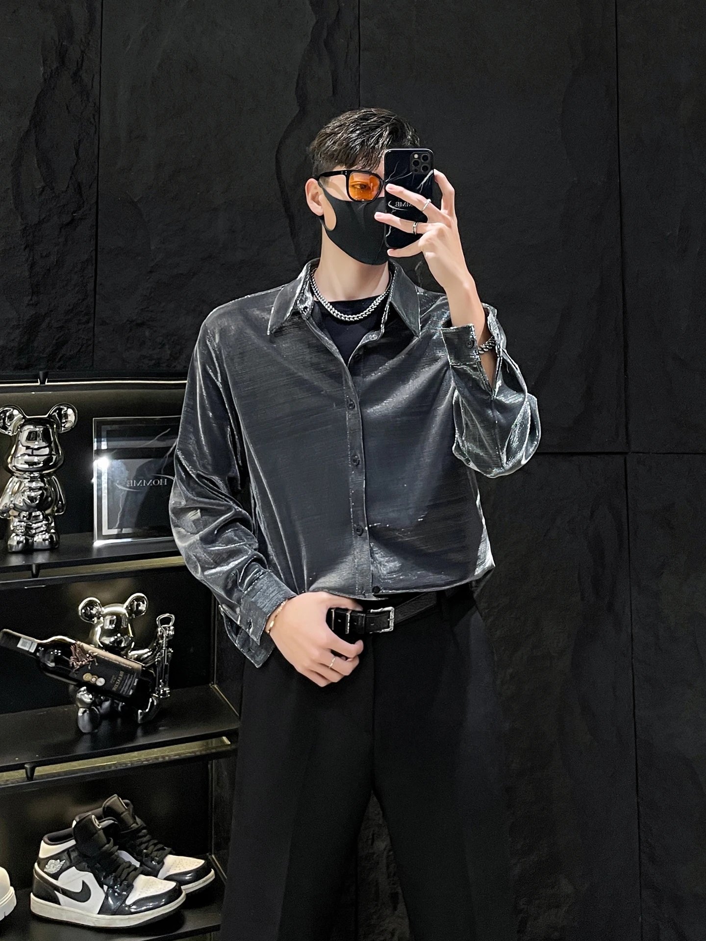 

Светоотражающая мужская футболка с эффектом изменения цвета, бренд HOMME Faion, молодежная, с эффектом жидкого металла, Sle ex irt