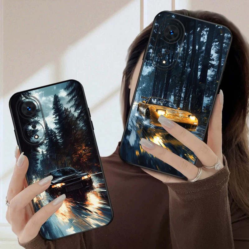 

A car in the rain For Oppo A98 54s 17 A96 40 60 80 58 79 74 Reno 10 4Z 5G 5 Lite Find X 2 3 8 Pro 13 12 silicone soft phone case