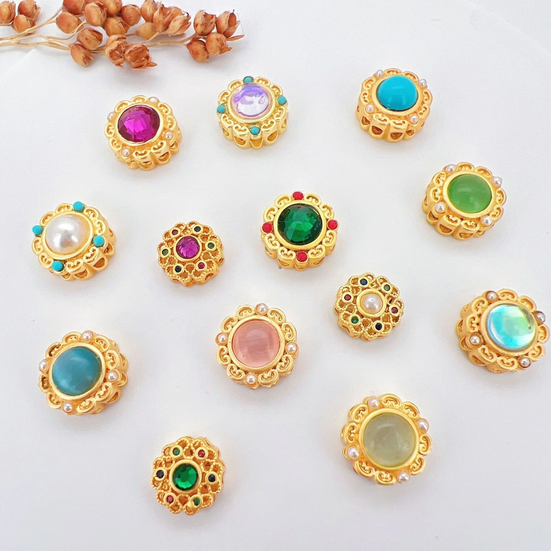 7pcs Copper Gold Plated 18K Jewelry Making Spacer Beads Handmade DIY Bracelet Necklace Making Accessories Loose Beads Wholesale