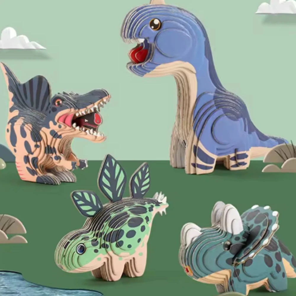 Animal Theme 3D Puzzle Cardboard DIY Craft Set for Children Adventure Toy Fun Gift