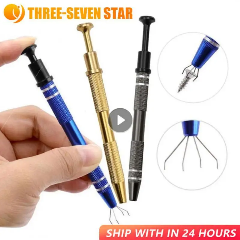 IC Extractor Four Claw Electronic Component Grabber IC Chip Extractor Chip Screw Picker Tweezers Metal Grabber Repair Hand Tools