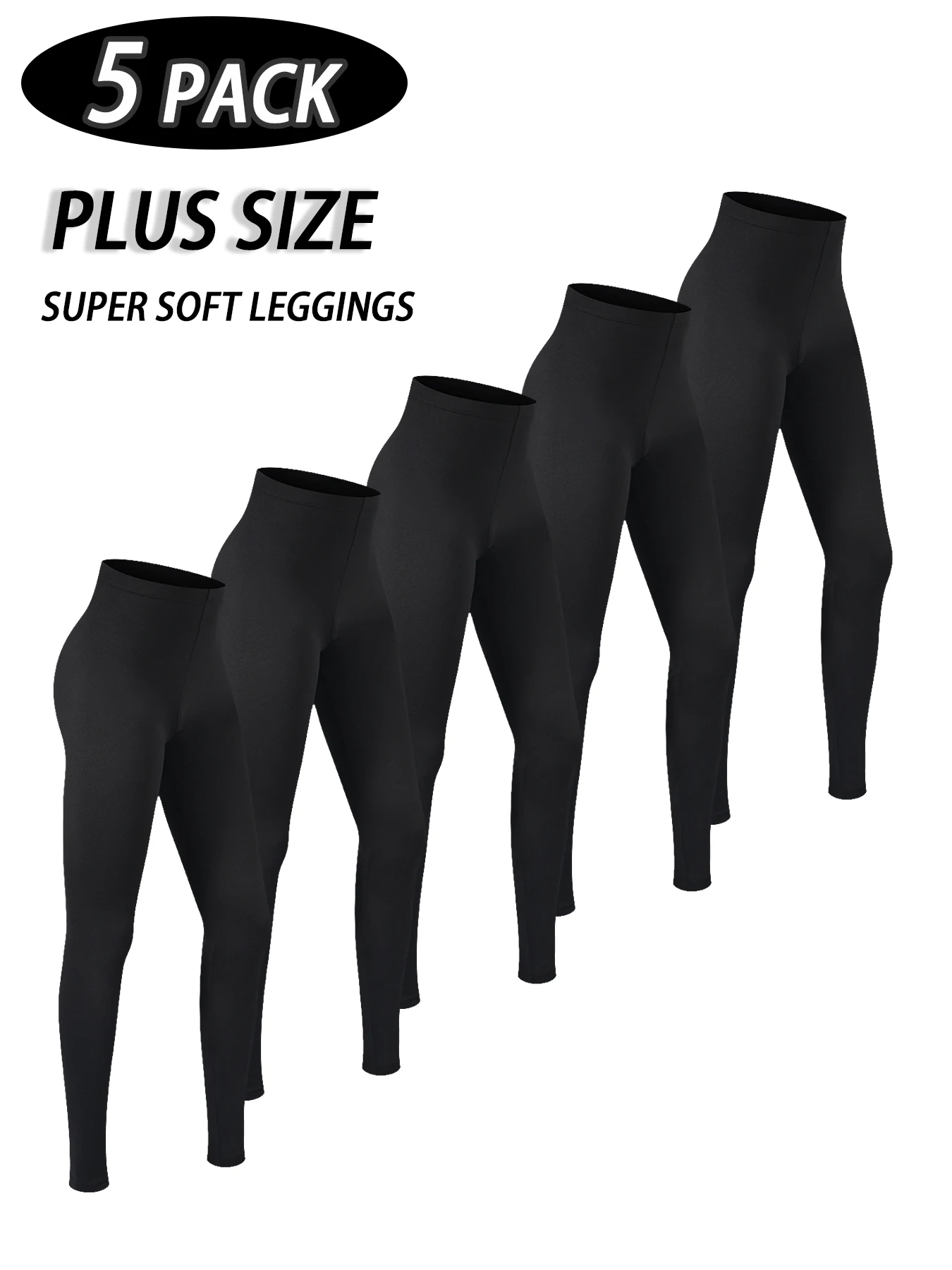 

Plus Size 5 Pack Super Soft Sport Leggings For Women No See Through Workout Running Yoga Athletic Leggings RUNNING
