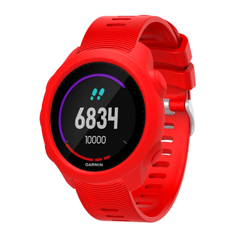 1Set Protective Skin Silicon Soft Case Cover Bumper  + Strap For Garmin Forerunner 245 Smart Watch Straps Wristband Belt