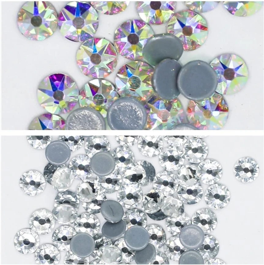 2078 Cut 8 Big 8 Small 16 Facet Grade Crystal AB Hotfix Rhinestone Glass Crystal Garment Iron on Rhinestones