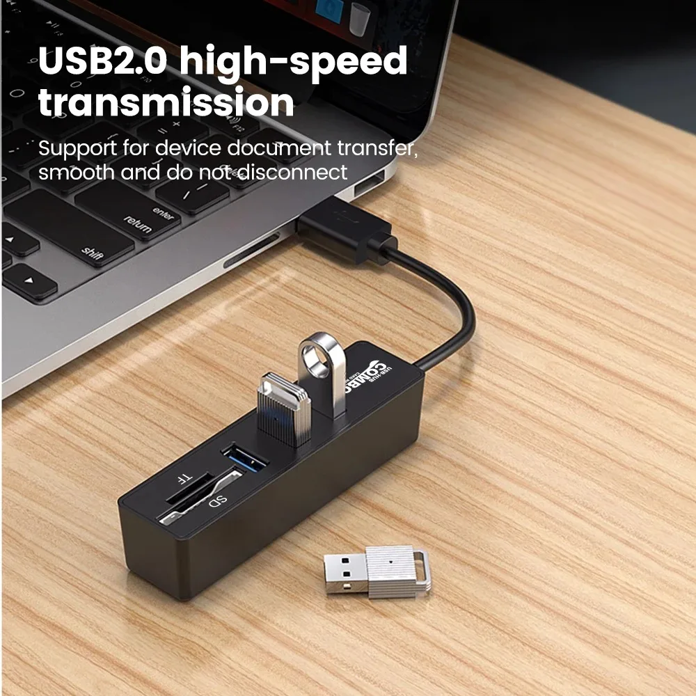 KEBIDUMEI USB Hub 8 Ports SD TF Card Reader USB 2.0 Hub USB Splitter Multiple Extender for PC Laptop Macbook Mouse Keyboard