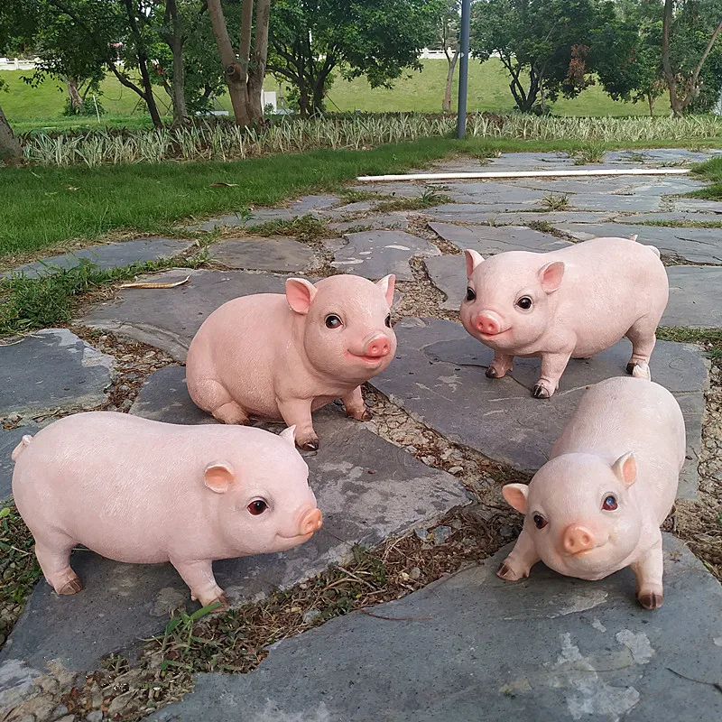 Simulation Pig Model Enviromental Resin Yard Ornaments Static Animal Farm Craft Home Garden Decoration Gift P1750