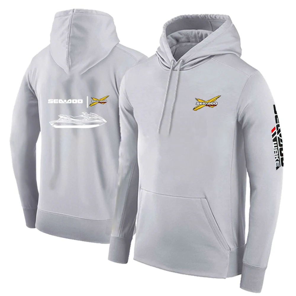 2024 Men New Sea Doo Seadoo Moto Spring and Autumn Casual Fashion Sweatshirts Solid Color Pocket Pullovers Hoodie Tops