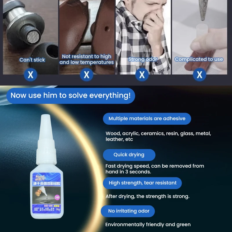 20g Quick Drying High-strength Instant Adhesive Multi-function Fast Dry Adhesive Environmentally For Bonding Metal Leather Wood